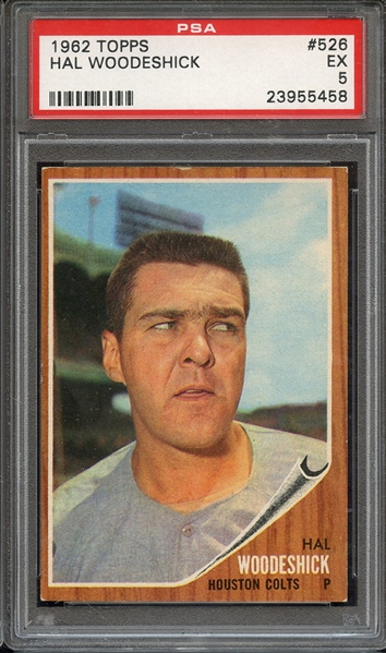 1962 TOPPS 526 HAL WOODESHICK PSA EX 5