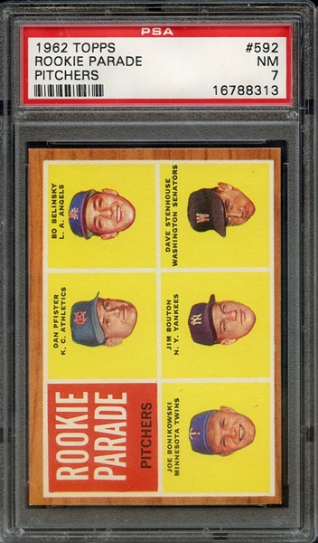 1962 TOPPS 592 ROOKIE PARADE PITCHERS PSA NM 7