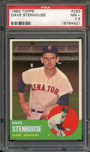 1963 TOPPS 263 DAVE STENHOUSE PSA NM+ 7.5