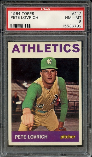 1964 TOPPS 212 PETE LOVRICH PSA NM-MT 8