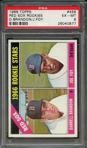 1966 TOPPS 456 RED SOX ROOKIES D.BRANDON/J.FOY PSA EX-MT 6