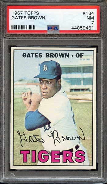 1967 TOPPS 134 GATES BROWN PSA NM 7