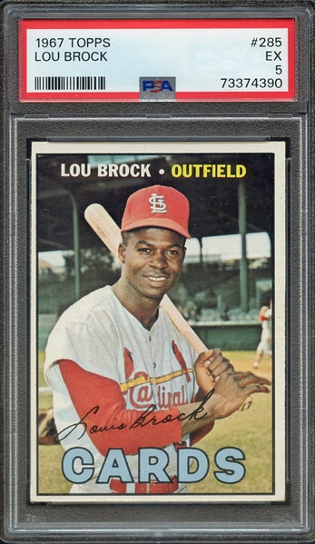 1967 TOPPS 285 LOU BROCK PSA EX 5