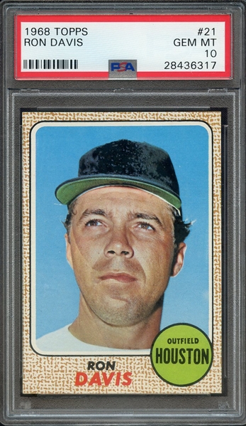 1968 TOPPS 21 RON DAVIS PSA GEM MT 10