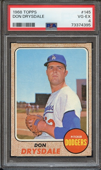 1968 TOPPS 145 DON DRYSDALE PSA VG-EX 4