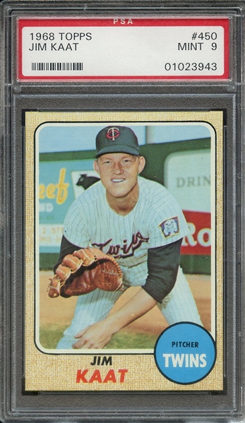 1968 TOPPS 450 JIM KAAT PSA MINT 9