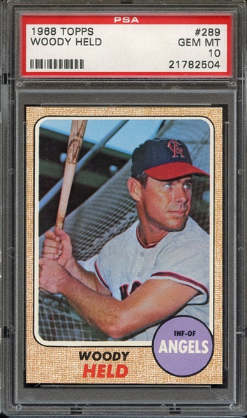 1968 TOPPS 289 WOODY HELD PSA GEM MT 10