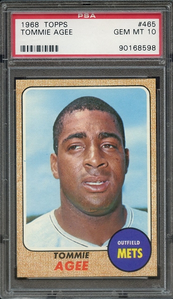 1968 TOPPS 465 TOMMIE AGEE PSA GEM MT 10