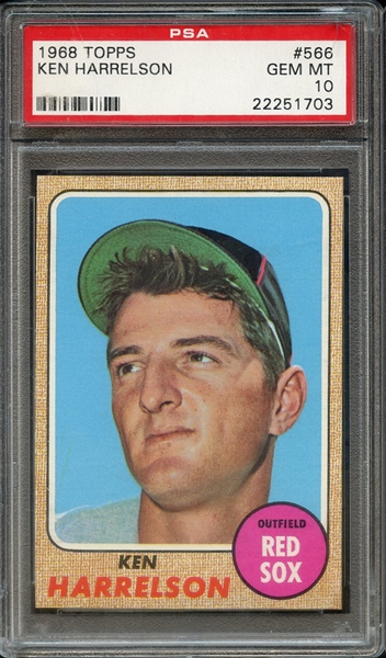 1968 TOPPS 566 KEN HARRELSON PSA GEM MT 10