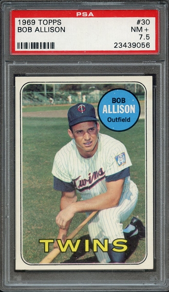 1969 TOPPS 30 BOB ALLISON PSA NM+ 7.5