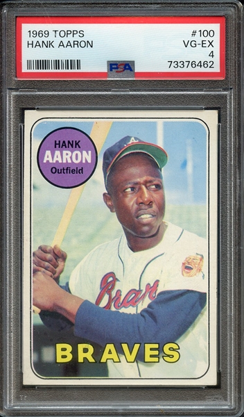 1969 TOPPS 100 HANK AARON PSA VG-EX 4