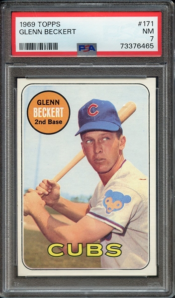 1969 TOPPS 171 GLENN BECKERT PSA NM 7