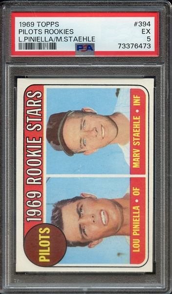 1969 TOPPS 394 PILOTS ROOKIES L.PINIELLA/M.STAEHLE PSA EX 5