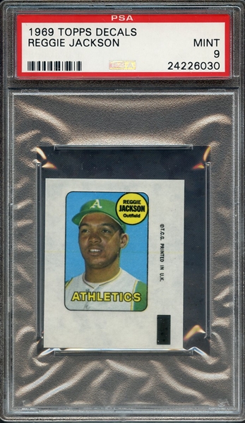 1969 TOPPS DECALS REGGIE JACKSON PSA MINT 9