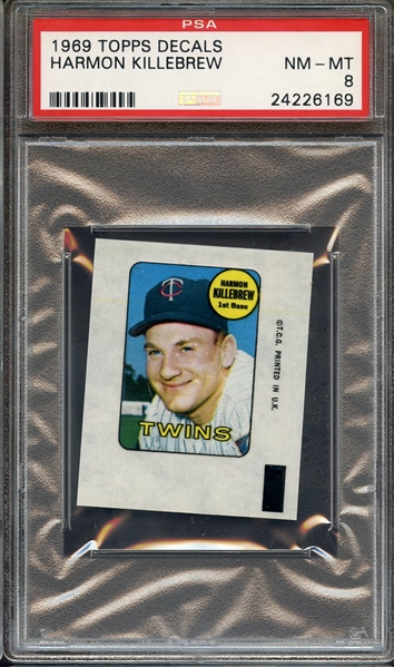 1969 TOPPS DECALS HARMON KILLEBREW PSA NM-MT 8