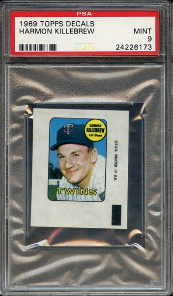 1969 TOPPS DECALS HARMON KILLEBREW PSA MINT 9