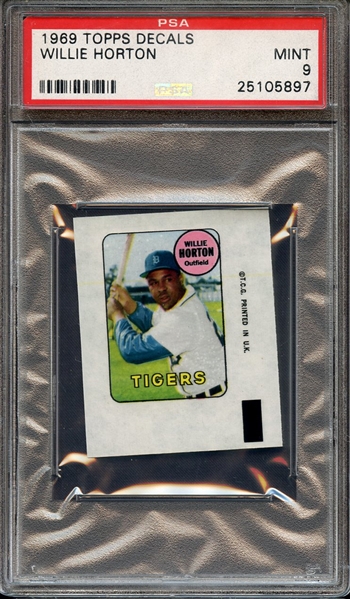 1969 TOPPS DECALS WILLIE HORTON PSA MINT 9