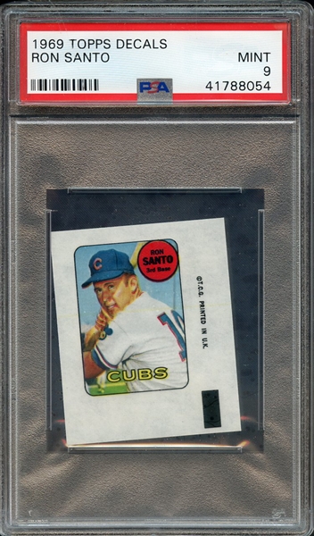 1969 TOPPS DECALS RON SANTO PSA MINT 9