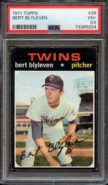 1971 TOPPS 26 BERT BLYLEVEN PSA VG+ 3.5