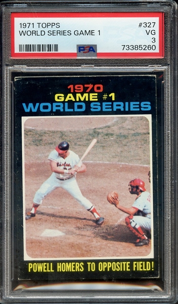 1971 TOPPS 327 WORLD SERIES GAME 1 PSA VG 3