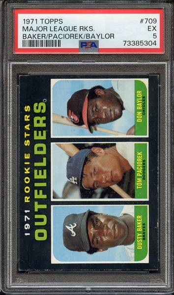 1971 TOPPS 709 MAJOR LEAGUE RKS. BAKER/PACIOREK/BAYLOR PSA EX 5