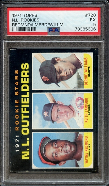 1971 TOPPS 728 N.L. ROOKIES REDMND/LMPRD/WILLM PSA EX 5