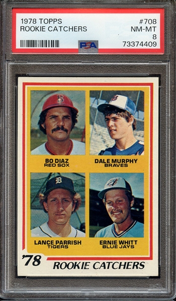 1978 TOPPS 708 ROOKIE CATCHERS PSA NM-MT 8