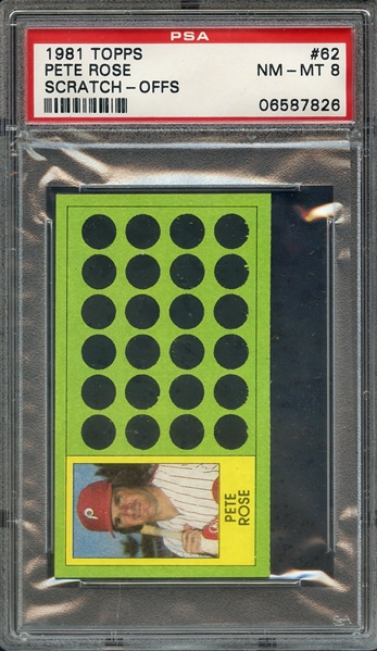 1981 TOPPS SCRATCH-OFFS 62 PETE ROSE SCRATCH-OFFS PSA NM-MT 8