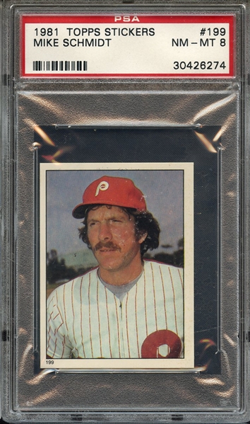 1981 TOPPS STICKERS 199 MIKE SCHMIDT PSA NM-MT 8