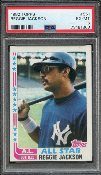 1982 TOPPS 551 REGGIE JACKSON PSA EX-MT 6