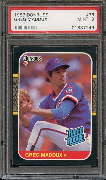 1987 DONRUSS 36 GREG MADDUX PSA MINT 9