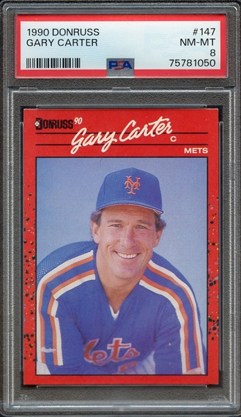 1990 DONRUSS 147 GARY CARTER PSA NM-MT 8