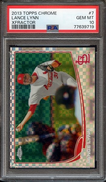 2013 TOPPS CHROME 7 LANCE LYNN XFRACTOR PSA GEM MT 10