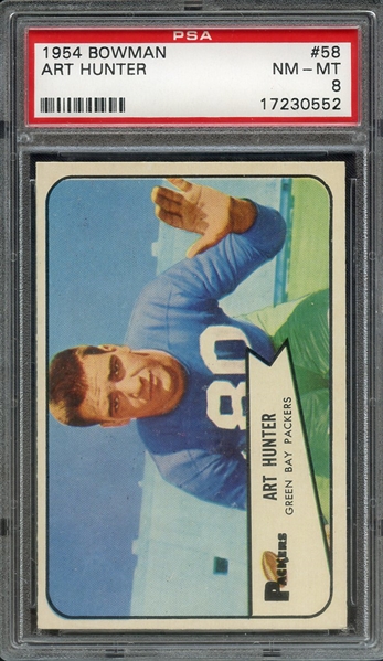 1954 BOWMAN 58 ART HUNTER PSA NM-MT 8