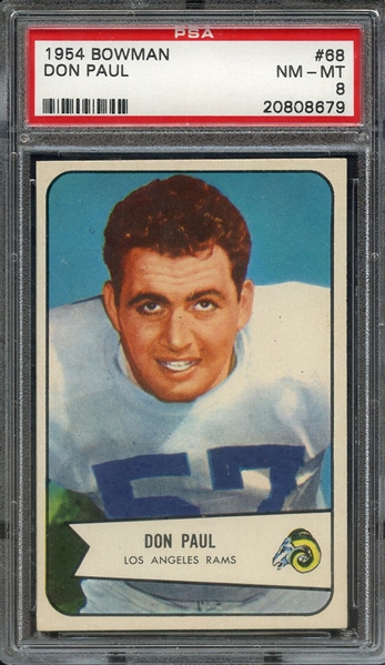 1954 BOWMAN 68 DON PAUL PSA NM-MT 8