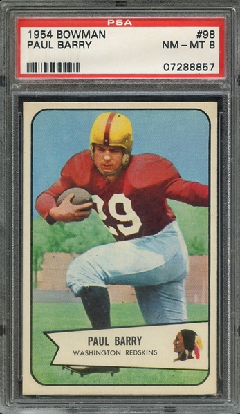 1954 BOWMAN 98 PAUL BARRY PSA NM-MT 8