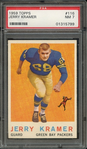 1959 TOPPS 116 JERRY KRAMER PSA NM 7