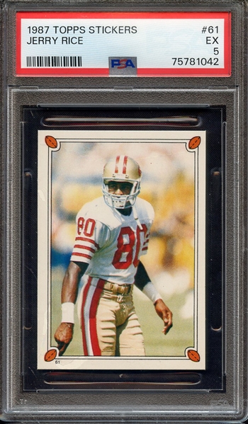 1987 TOPPS STICKERS 61 JERRY RICE PSA EX 5