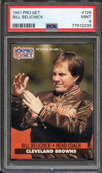 1991 PRO SET 126 BILL BELICHICK PSA MINT 9