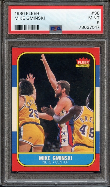 1986 FLEER 38 MIKE GMINSKI PSA MINT 9