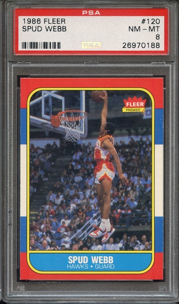 1986 FLEER 120 SPUD WEBB PSA NM-MT 8