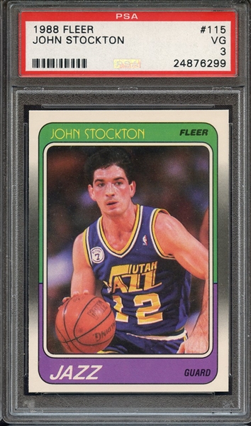 1988 FLEER 115 JOHN STOCKTON PSA VG 3