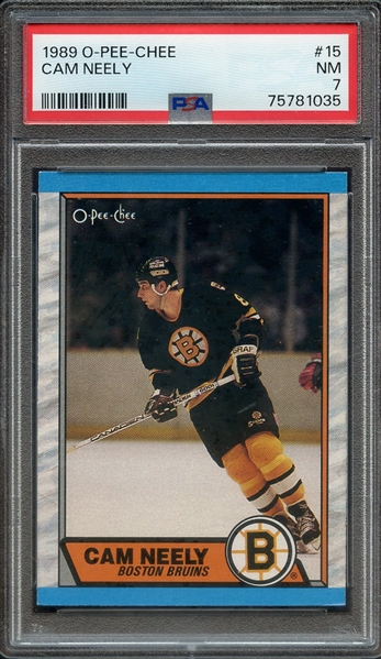 1989 O-PEE-CHEE 15 CAM NEELY PSA NM 7