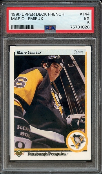 1990 UPPER DECK FRENCH 144 MARIO LEMIEUX PSA EX 5