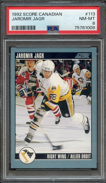 1992 SCORE CANADIAN 113 JAROMIR JAGR PSA NM-MT 8