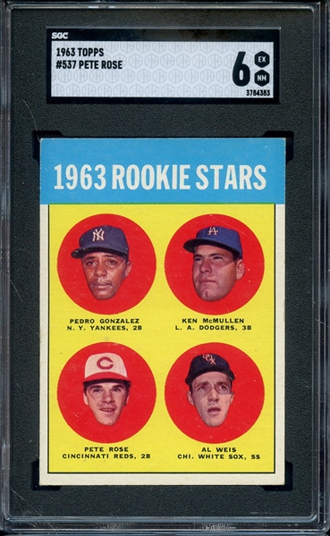 1963 TOPPS 537 PETE ROSE SGC EX-MT 6