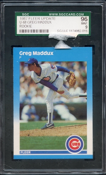 1987 FLEER UPDATE U68 GREG MADDUX SGC MINT 96 / 9