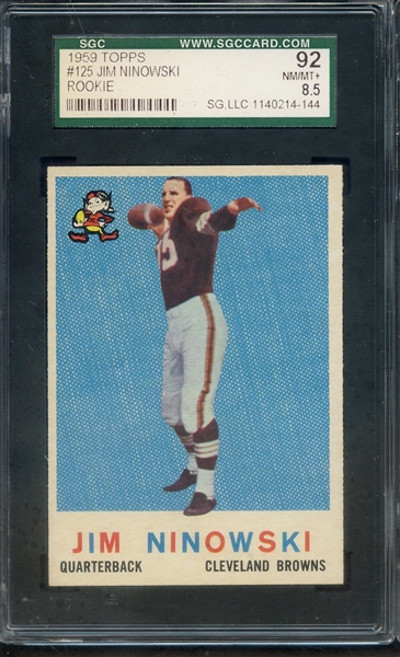 1959 TOPPS 125 JIM NINOWSKI SGC NM/MT+ 92 / 8.5