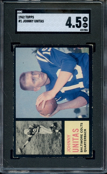 1962 TOPPS 1 JOHNNY UNITAS SGC VG-EX+ 4.5