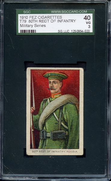 1910 FEZ CIGARETTES MILITARY SERIES T79 30TH REGT OF INFANTRY SGC VG 40 / 3